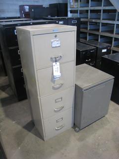 4 Drawer Filing Cabinet 18"x18"x52", Rolling Metal Cabinet 23"x21"x28".