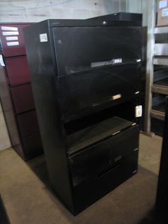 (1) 5 Drawer Filing Cabinet 18"x36"x65" (Missing Door), (1) 2 Door Upright Metal Shelving Unit 35"x18"x72"