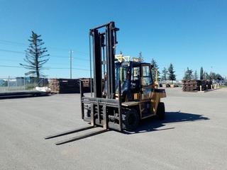 Cat DP70 15,500 LB Forklift c/w Cat 6 Cyl Diesel, EFOPS, 2 Stage Mast w/Side Shift, Fork Positioner, 8.25-15 Dual Front, 8.25-156 Rear Tires, Showing 14,514 Hours. S/N T20C61068.