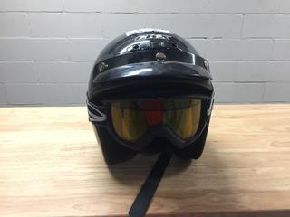 Black CKX Helmet With Goggles, Large.