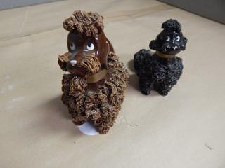 2 Vintage Ceramic Poodles