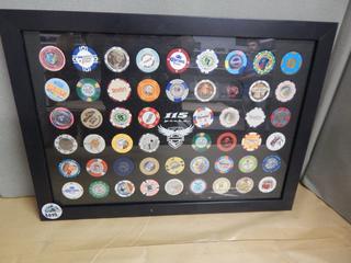 Harley Davidson Poker Chip Board w/Assorted Poker Chips