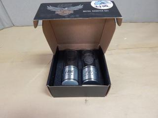 Harley Davidson Metal Shooter Glass Set - New in Box