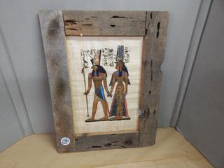 Egyptian Art in Barnwood Frame 17 in. x 22 in.