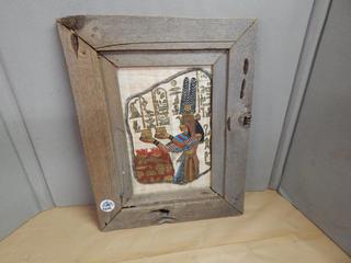 Egyptian Art in Barnwood Frame 16 in. x 21 in.