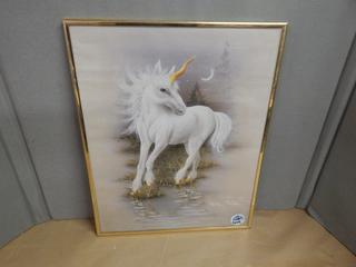 Unicorn Picture in Gold toned frame