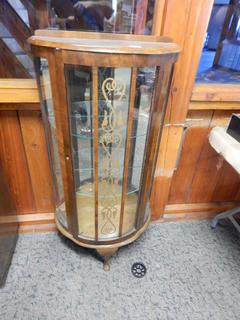 Vintage Bow Window Display Cabinet Solid Wood - 43.5 in x 23 in.