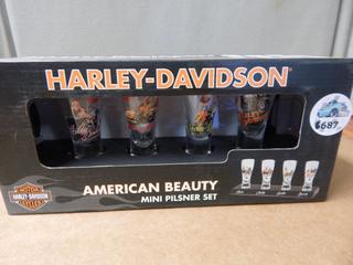 Harley Davidson American Beauty Mini Pilsner Set - New in Box