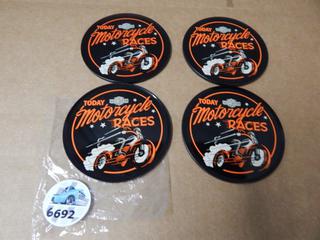 4 Harley Davidson Metal Coasters 