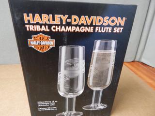 Harley Davidson Tribal Champagne Flute Set - New in Box