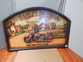 Harley Davidson 3D Wooden Motorcycle Art 37 in. x 24 in.