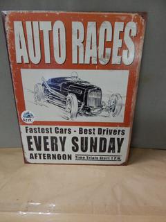 Tin Sign - Auto Races