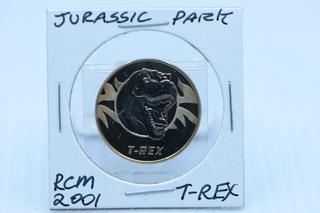 2001 Royal Canadian Mint Jurassic Park T-REX Coin.