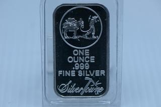 Silvertowne 1 ounce .999 Fine Silver Bar.
