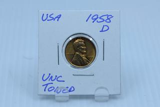 1958-D USA Uncirculated Penny.