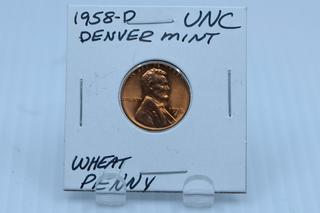 1958-D USA Uncirculated Penny.