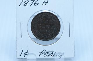 1876-H Canada One Cent Coin.
