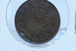 1904 Canada 1 Cent Coin.