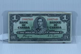 1937 Canada One Dollar Bank Note.