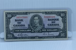 1937 Bank of Canada Ten Dollar Bank Note.