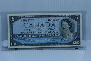 1954 Bank of Canada Five Dollar Bank Note.