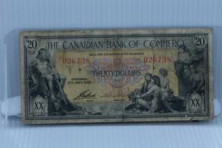 1935 Canadian Bank of Commerce Twenty Dollar Bank Note.