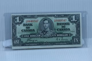 1937 Bank of Canada One Dollar Bank Note.