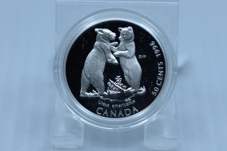 1996 Canada Black Bear Silver Coin.