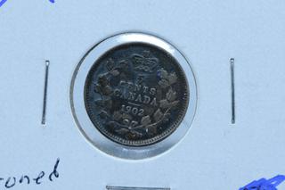 1906 Canada Five Cent Silver Coin.
