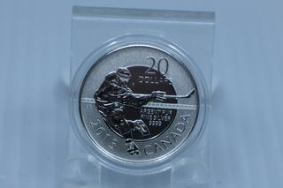 2013 Canada $20 .9999 Fine Silver Coin w/Hockey Player.
