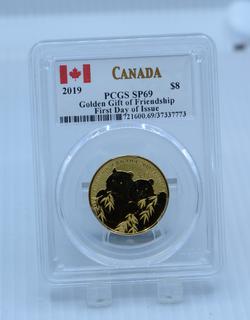 2019 Canada Golden Gift of Friendship Gold Plated Panda Bears Coin - Graded PCGS SP69.