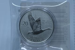 2014 Canada $20 .9999 Fine Silver Coin w/Flying Goose.