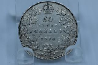 1934 Canada Fifty Cent Coin.