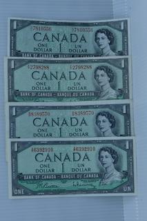 1954 Canada Lot of 4 Bank Notes.