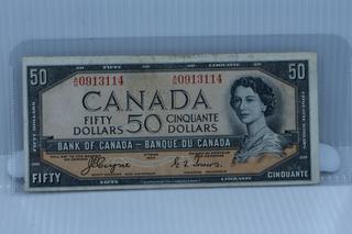 1954 Bank of Canada Devil Face Fifty Dollar Bank Note.