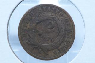 1865 USA Two Cent Coin.