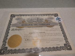 Mohawk Oil Company Share Certificate