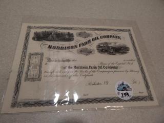 Morrison Farm Oil Company Stock Certificate