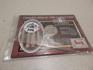 Canada's Historic 20th Century Coins - 5 Cents & Stamp