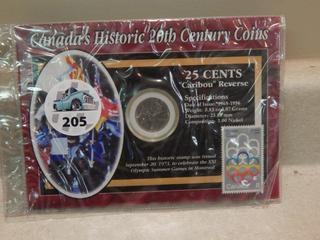 Canada's Historic 20th Century Coins - 25 Cents Caribou & Stamp