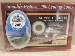 Canada's Historic 20th Century Coins - Silver 10 Cents & Stamp