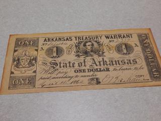 Reproduction Arkansas Treasury Warrant