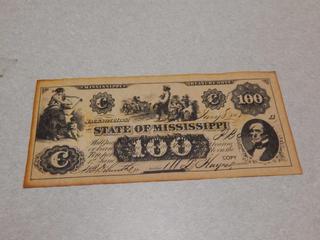 Reproduction State of Mississippi Treasury Note