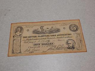 Reproduction The Cotton Planters Loan Association Treasury Note