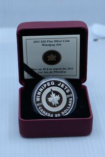 2011 Canada Twenty Dollar .9999 Fine Silver Proof Coin - The Winnipeg Jets 1 oz coin.