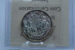 1953 Canada Fifty Cent Coin ICCS Graded.