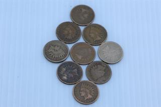 Lot of 9 Indian Head Pennies.