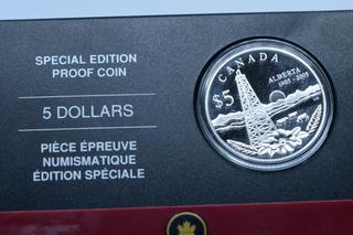 2005 Canada Alberta Five Dollar .9999 Fine Silver Special Edition Proof Coin.