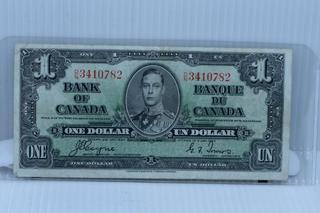 1937 Bank of Canada One Dollar Bank Note.