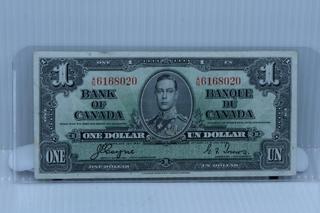 1937 Bank of Canada One Dollar Bank Note.